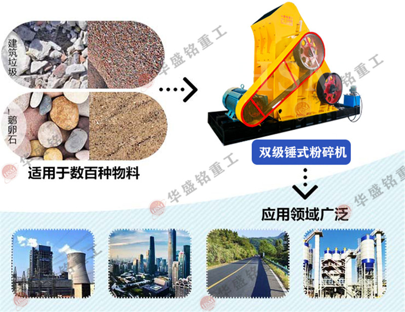 時(shí)產(chǎn)100噸雙級粉碎機(jī)是處理建筑垃圾效率高耐用的設(shè)備